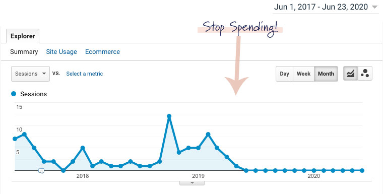 Google Analytics report showing traffic to their website specifically from a media source.