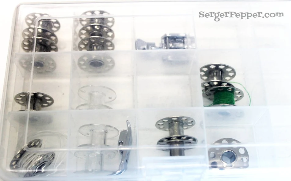 Slizzin' Summer series - Organize Your Sewing Room Low-Budget - Serger Pepper - thread bobbins 1