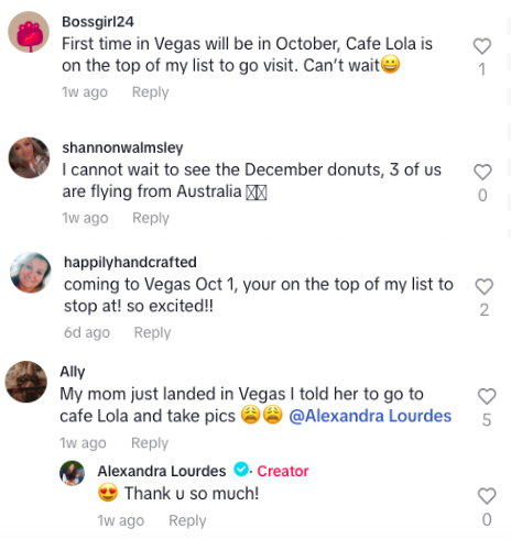 Cafe Lola TikTok commenters