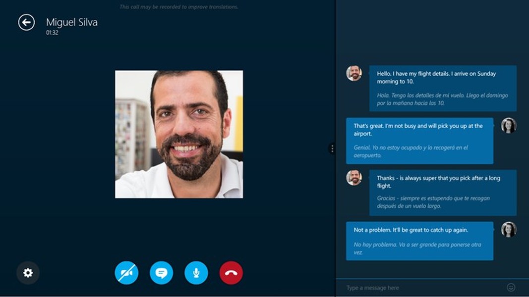 Conversa no Skype Translator