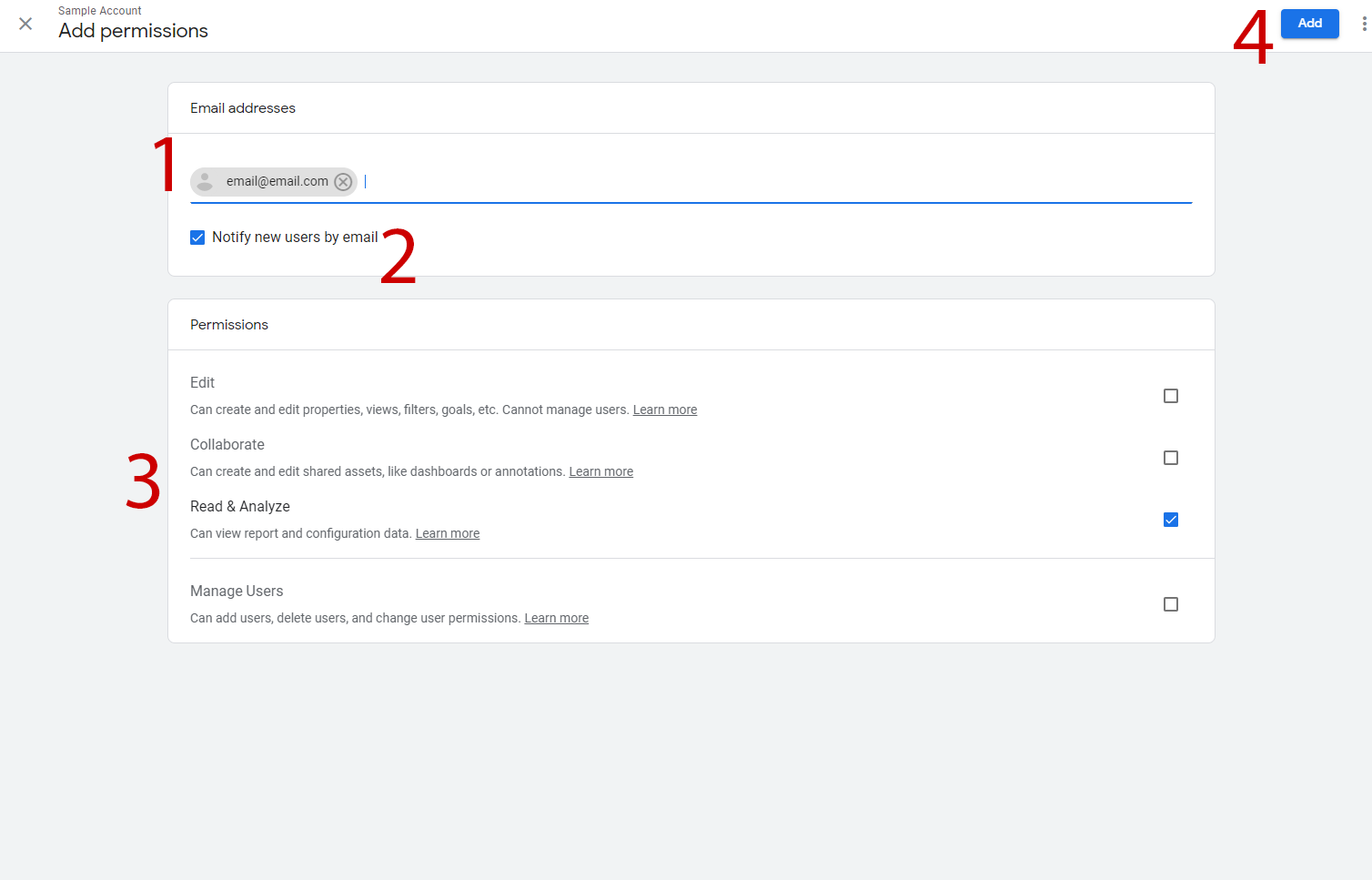 Adding a User to Your Google Analytics Account