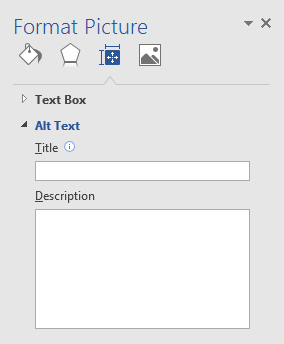 The Format Picture menu in Word has a box for title and a box for description.