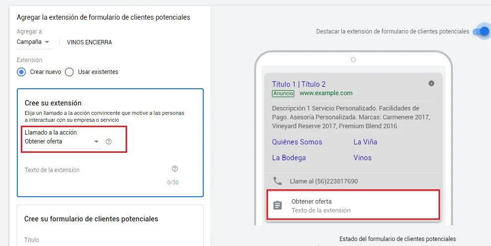 Aceptar condiciones de servicios para formulario de clientes potenciales en Google Ads