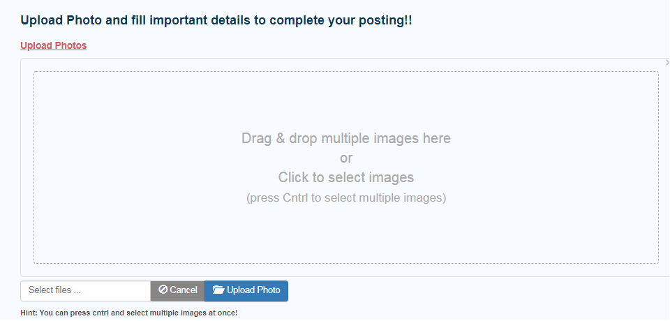 in This sections you have to upload the Images of your Property from Multiple angles. 