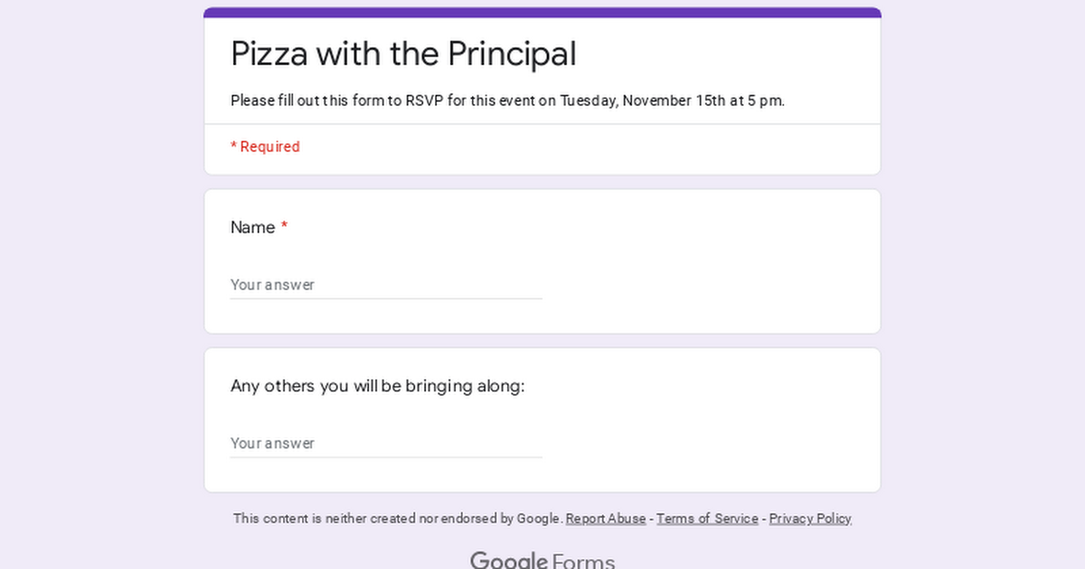 Pizza with the Principal