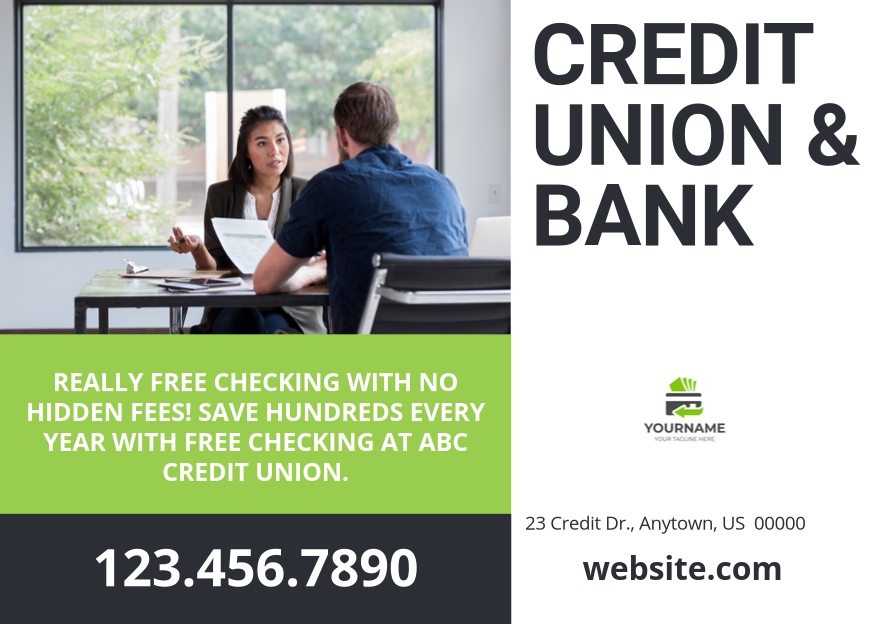 Credit union postcard template 1