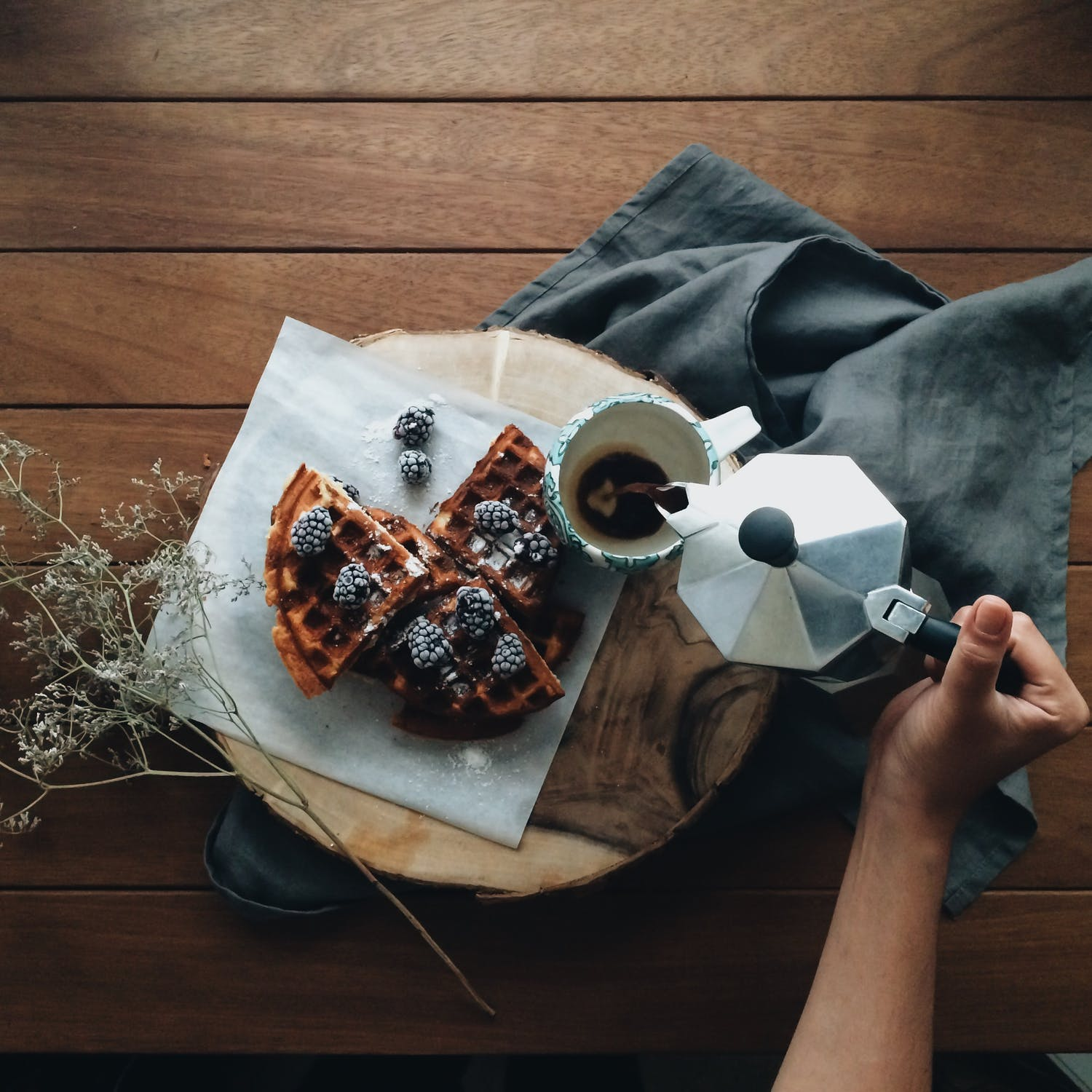 making waffles on a mini waffle maker