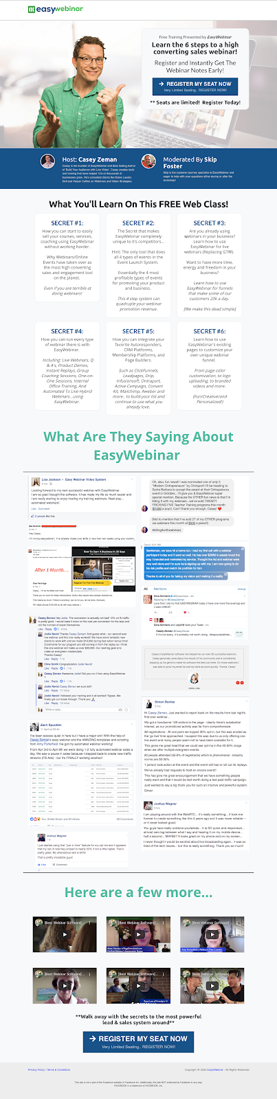 Casey's Webinar landing page