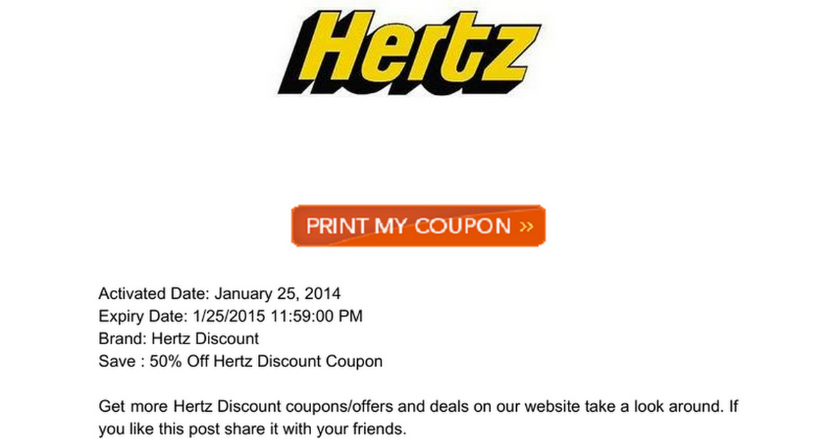 Hertz Discount Coupons 2014 Printable Hertz Discount Coupons 2014
