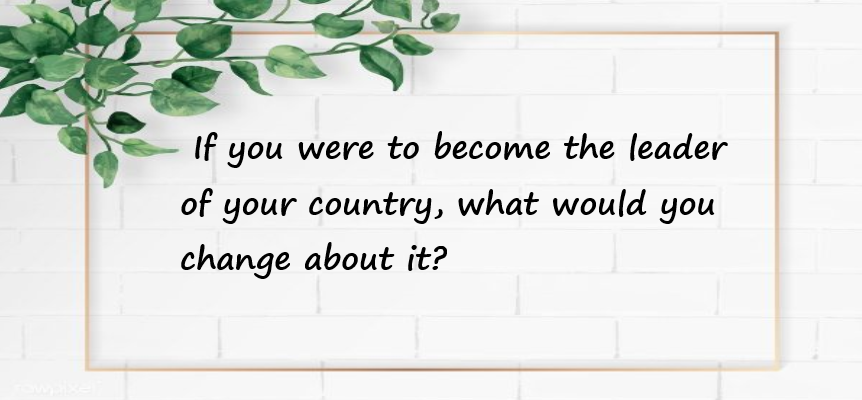  If you were to become the leader of your country, what would you change about it?