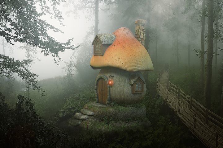 Mushroom, House, Forest, Wood, Fantasy