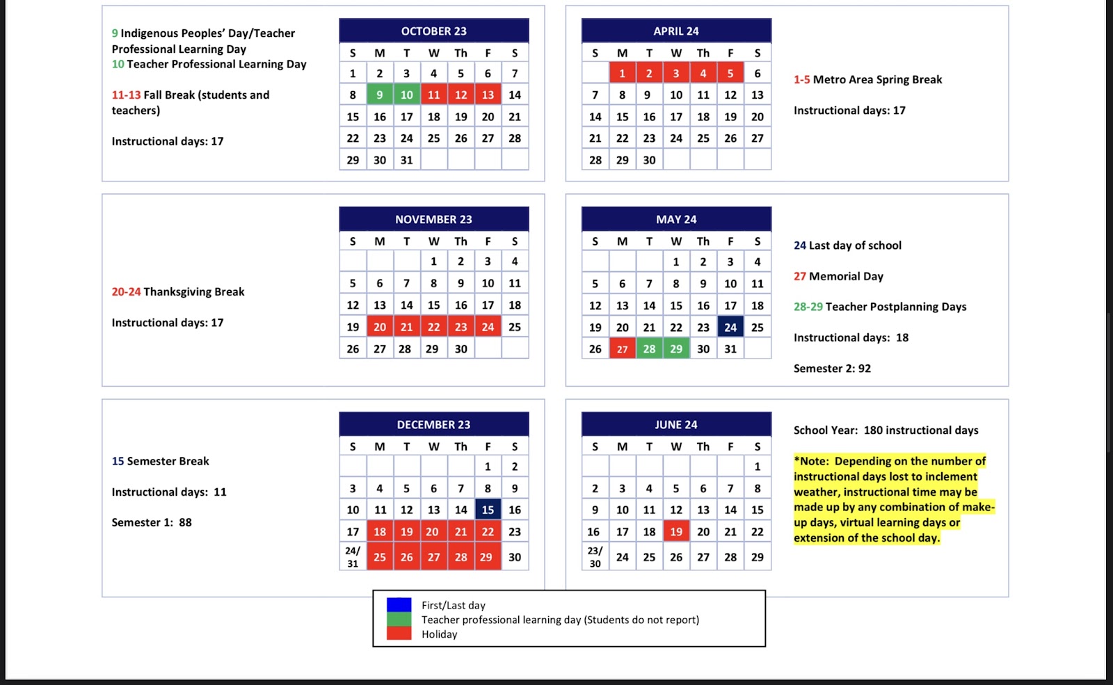 This is the Atlanta Public Schools calendar for 20232024 school year