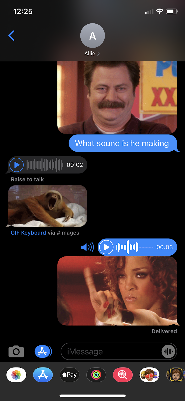 tiktok guess the sound showing GIF of Ron Swanson and asking other person to guess what noise he is making. 