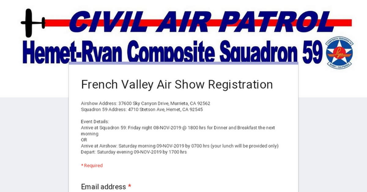 French Valley Air Show Registration