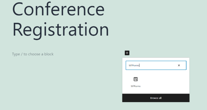 Adicionar bloco WPForms
