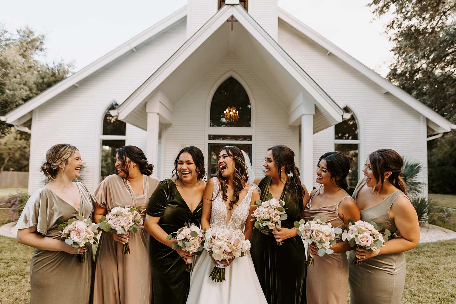 Olive green shop bridal party