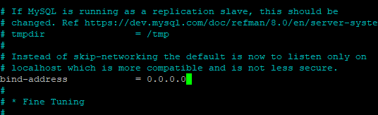 Definindo o IP remoto que pode acessar o MySQL