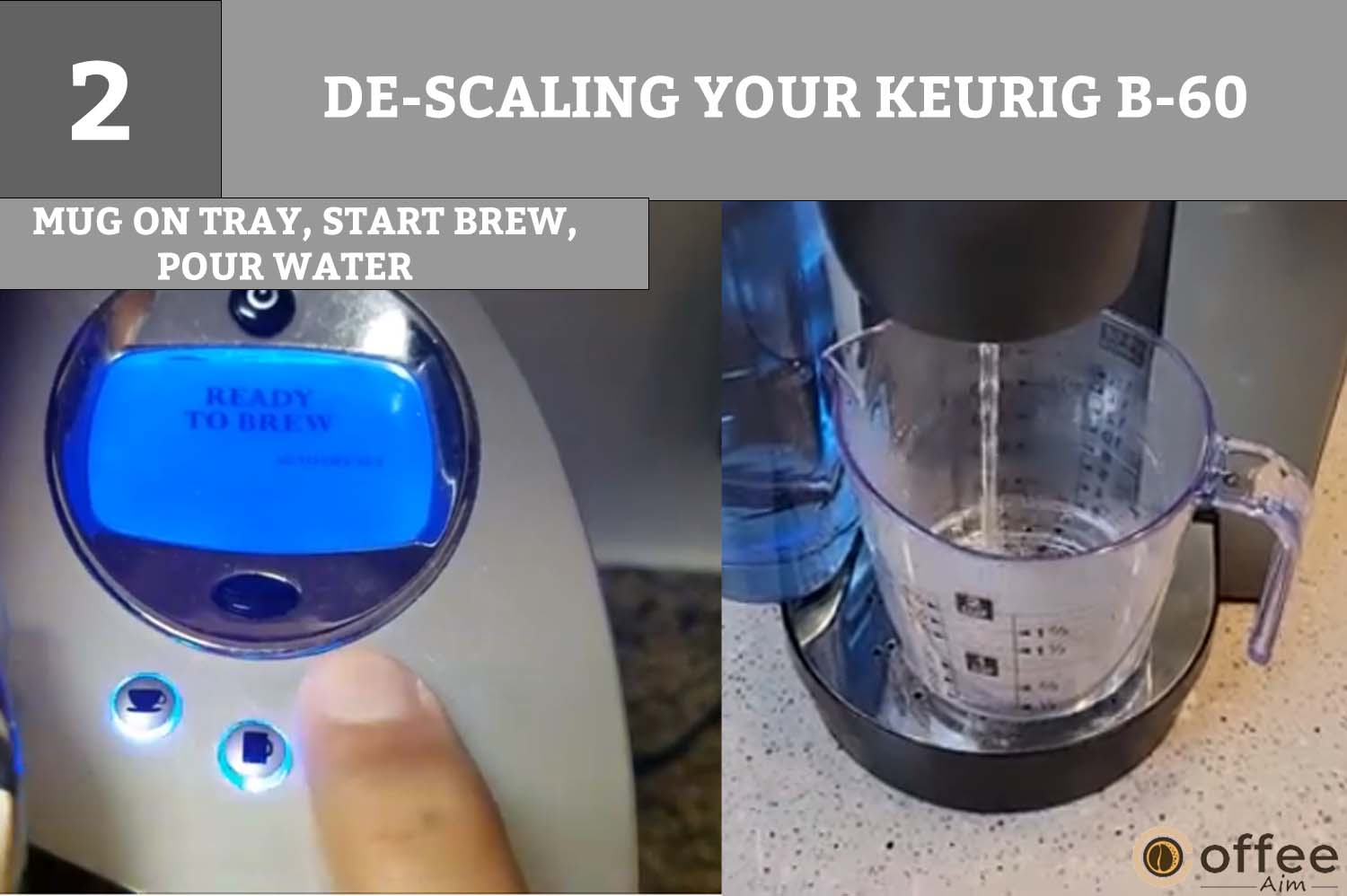 Place the large mug on the Drip Tray Plate and run a water brew cycle. Dispose of the water from the mug into the sink after the cycle.