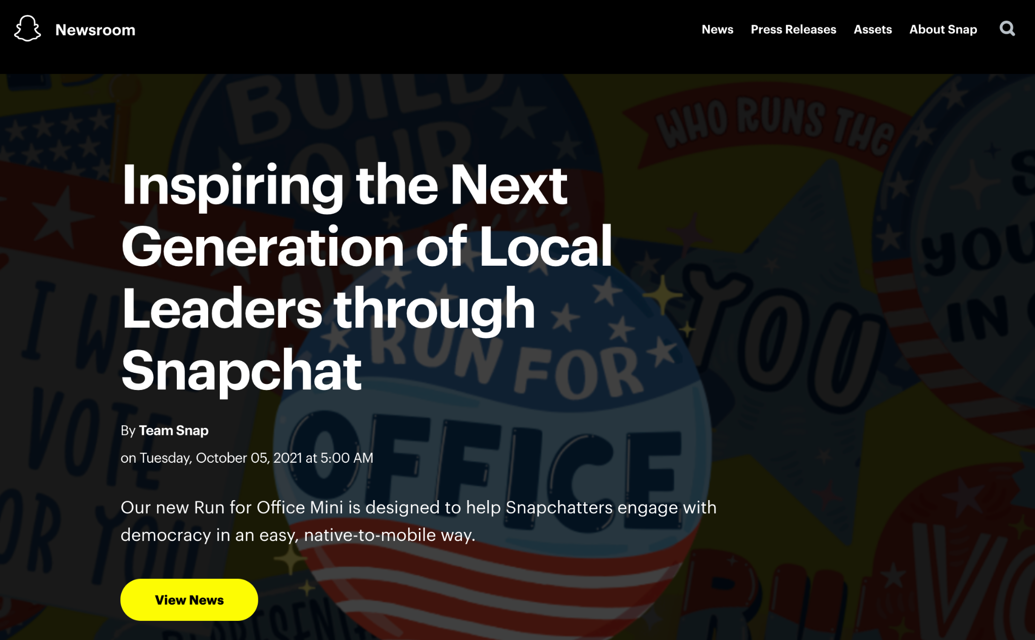 Press Page Example: Snapchat