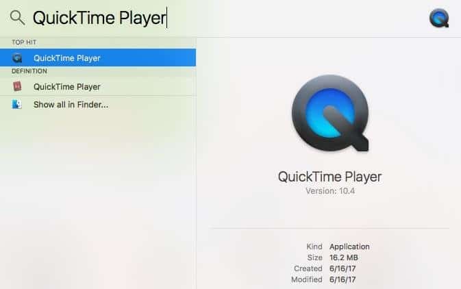 Mac QuickTime Player 