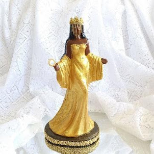 Estátua Orixá Oxum do Ouro com Filá 28cm no Elo7 | Cima Artes Orixás  (124022F)