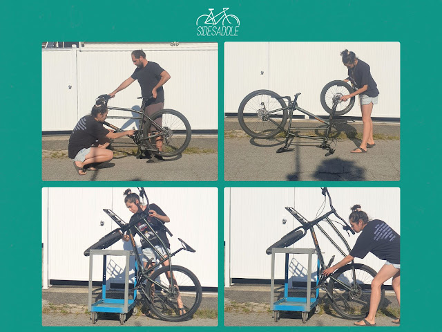 A photo sequence showing different ways to hang your bike if you are tuning it at home.