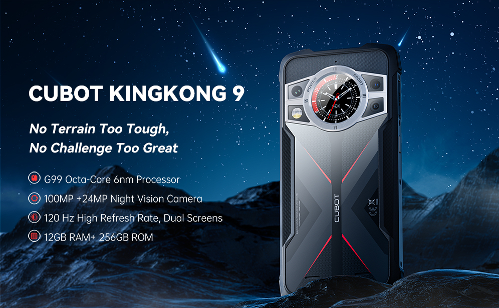 Cubot KingKong 9 Rugged Phone 6.583 FHD+ Helio G99 Android 13 24GB  RAM+256GB ROM