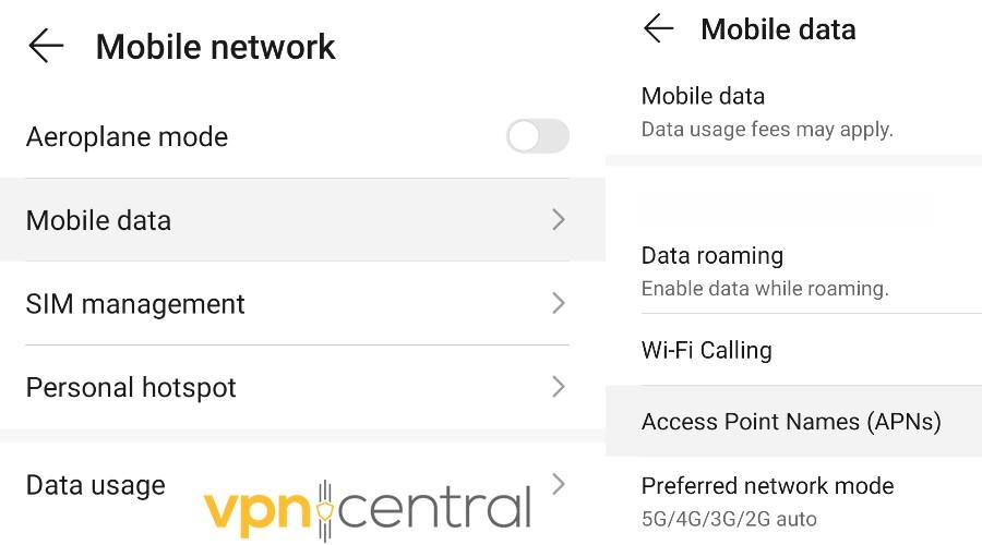 android mobile data settings