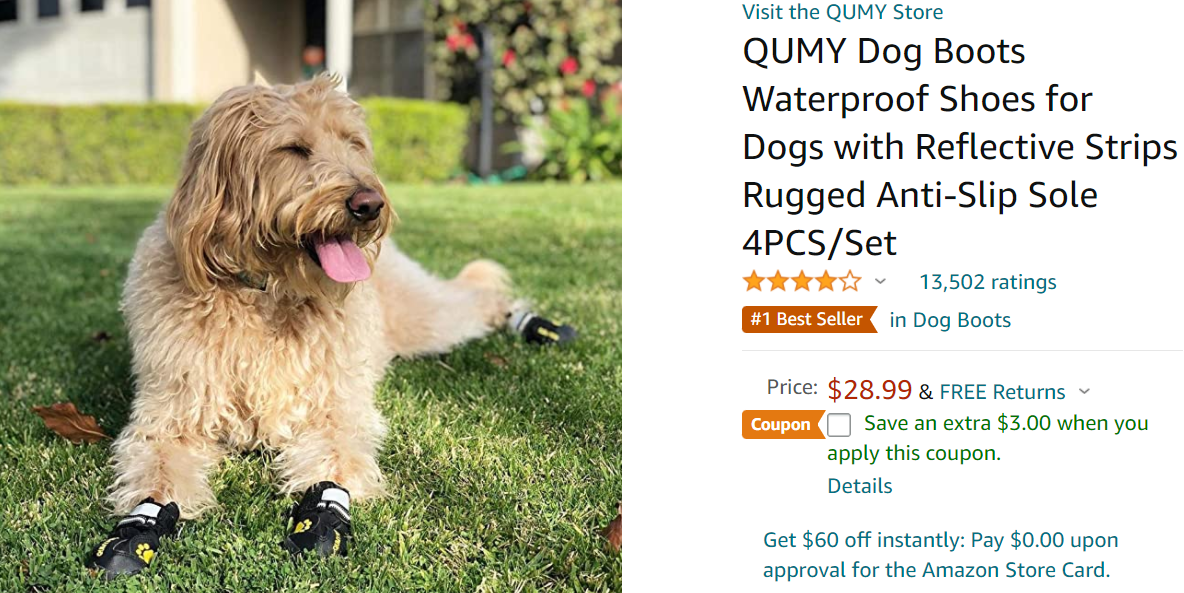 Qumy Dog Boots with Reflective Strips