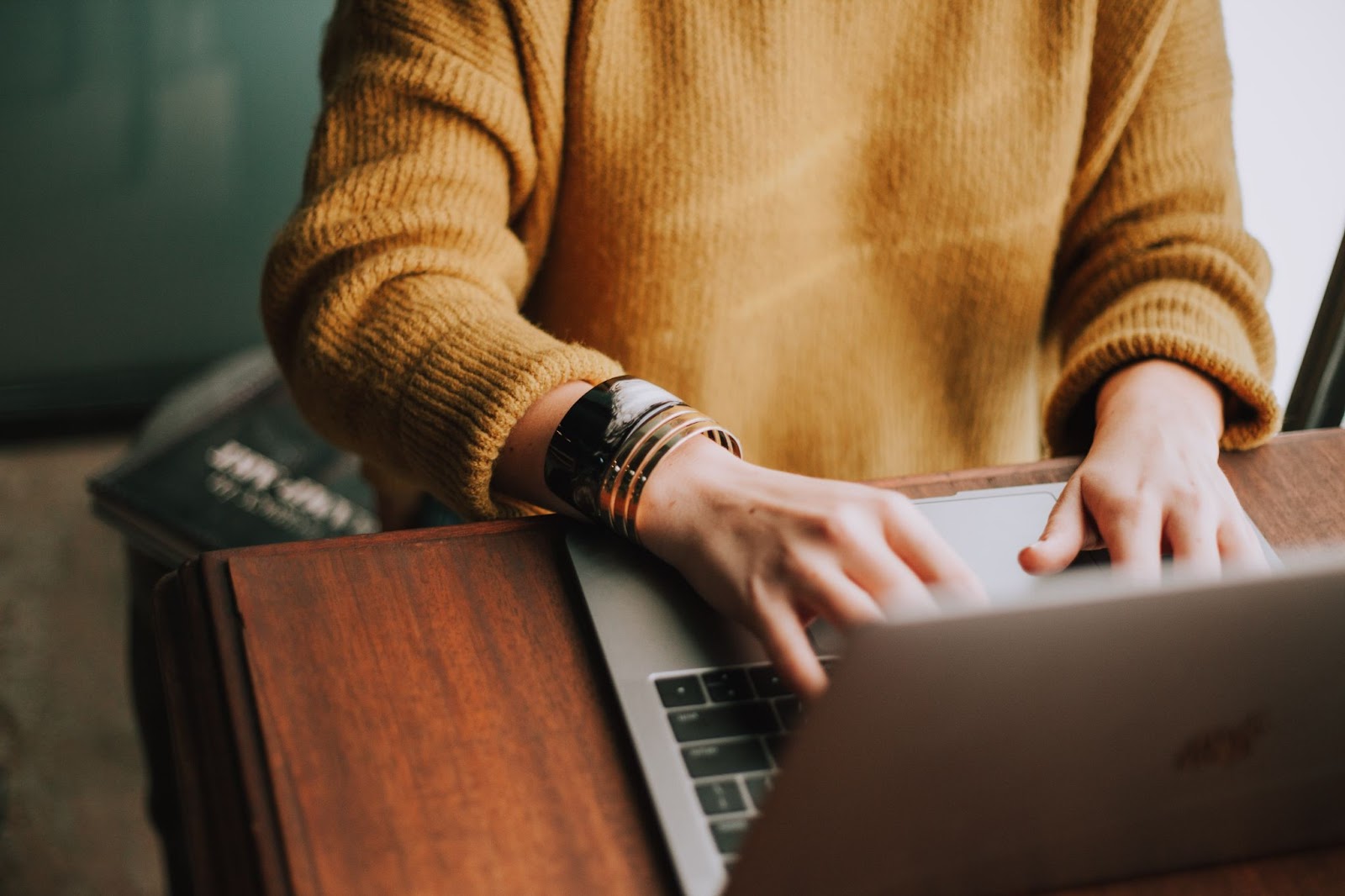 Woman working on her laptop