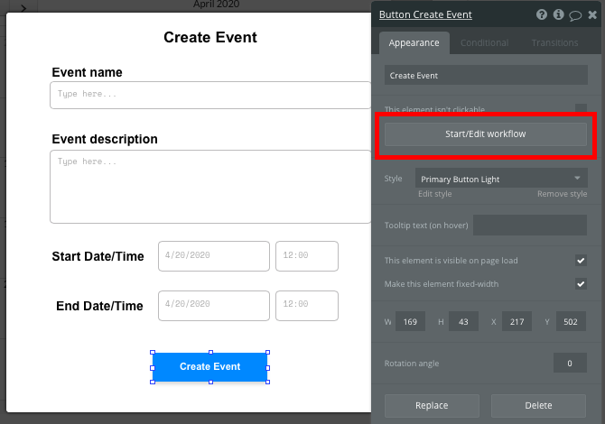 Bubble No Code Calendar App Tutorial Create Event Workflow Tutorial