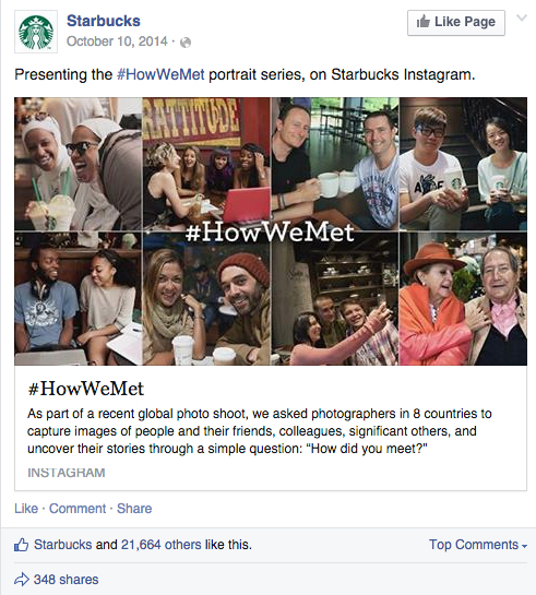 A screenshot from Starbucks Facebook