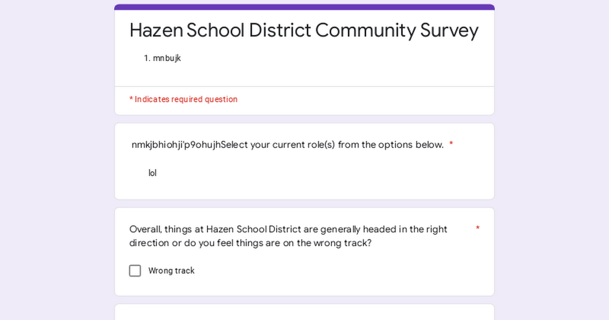 Hazen School District Community Survey