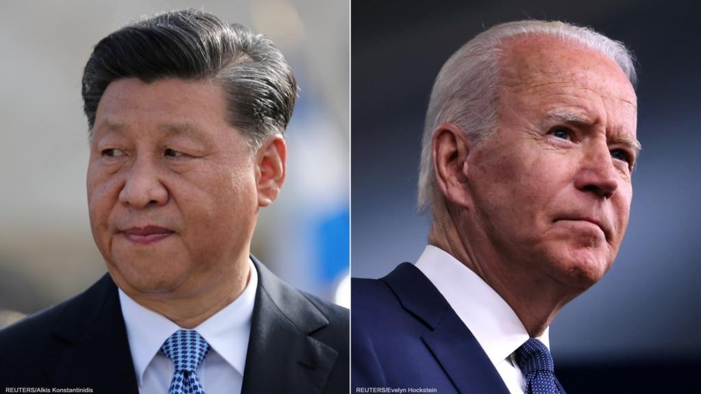 Tổng thống Mỹ Joe Biden (phải), Chủ tịch Trung Quốc Tập Cận Bình (trái) điện đàm hôm 9/9/2021.