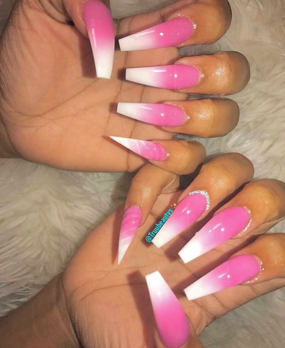 Another look at the pink and white ombre nails