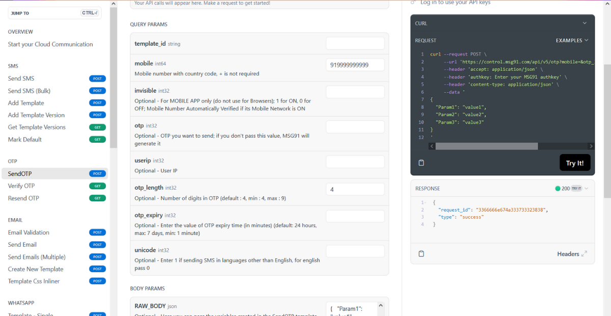  Best otp service provider | API dashboard | check your SMS OTP in the API testing environment