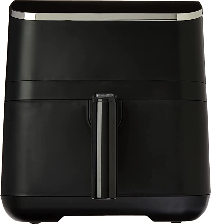 Visão frontal da Air fryer Midea Grand Gourmet com display digital, modelo de 5,5 litros na cor preta