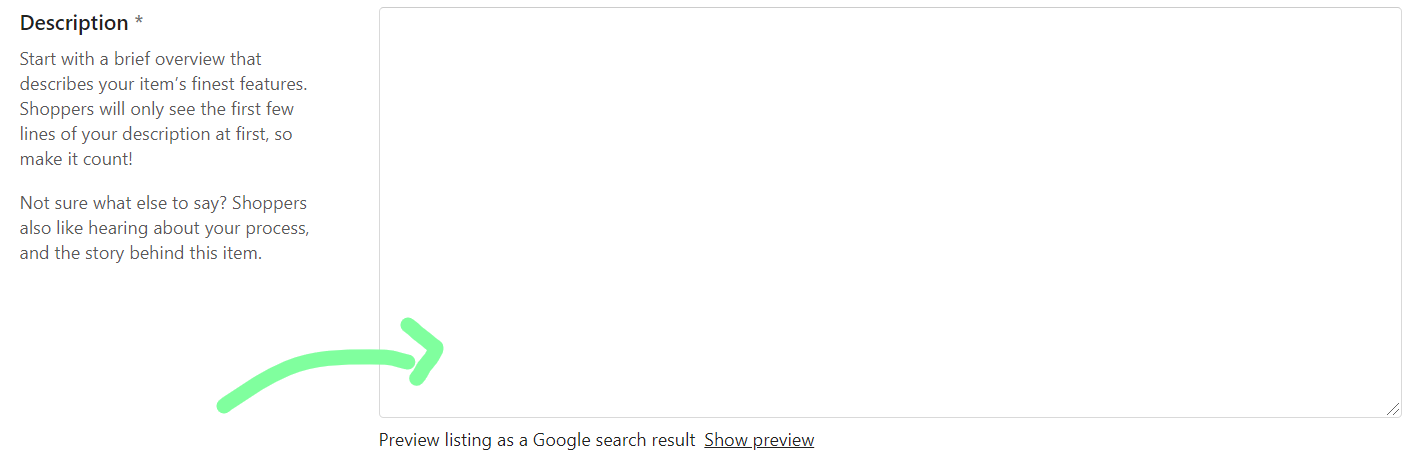 Product description - Create Listing for Digital Products on Etsy
