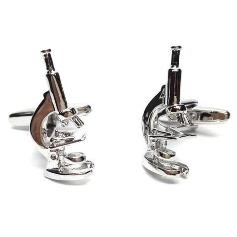 Rhodium Plated Scientific Microscope Cufflinks