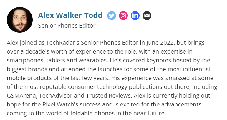 TechRadar author bio