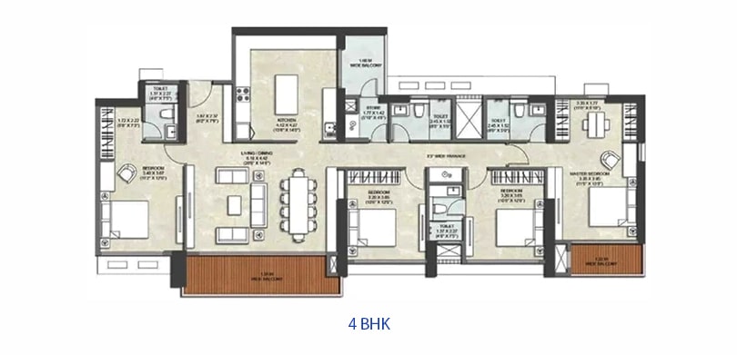 Kalpataru Immensa Thane 4 BHK Floor Plan