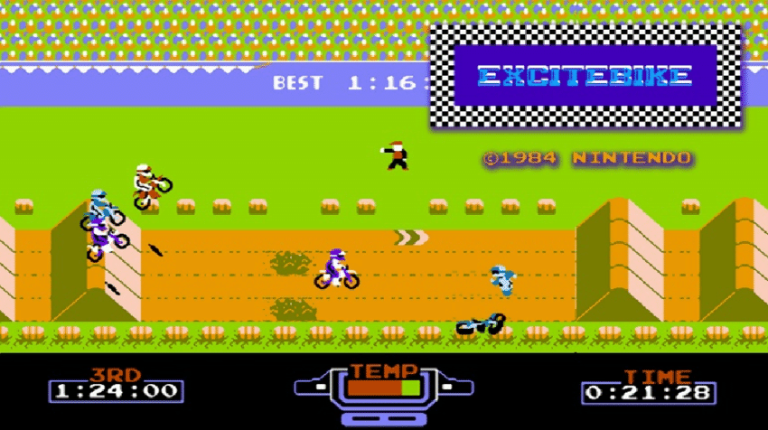 Classic Excitebike motorcycle racing game screenshot