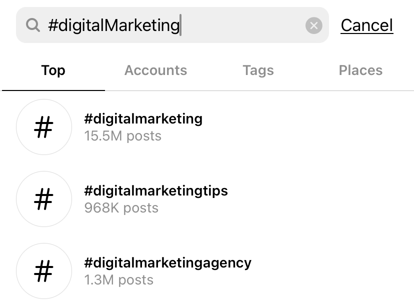 Use hashtags to connect with Instagram users interested in the topic