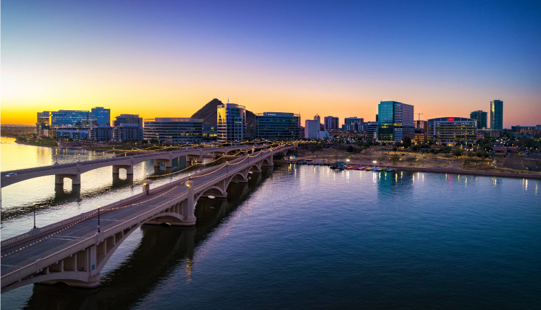 Tempe, AZ, skyline at dusk