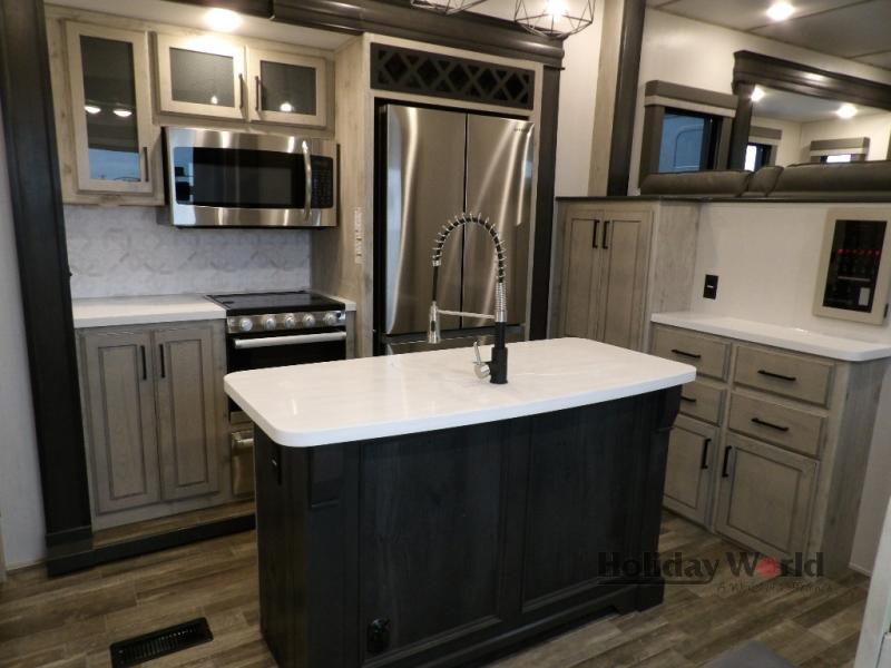 Kitchen in the Keystone Avalanche fifth wheel