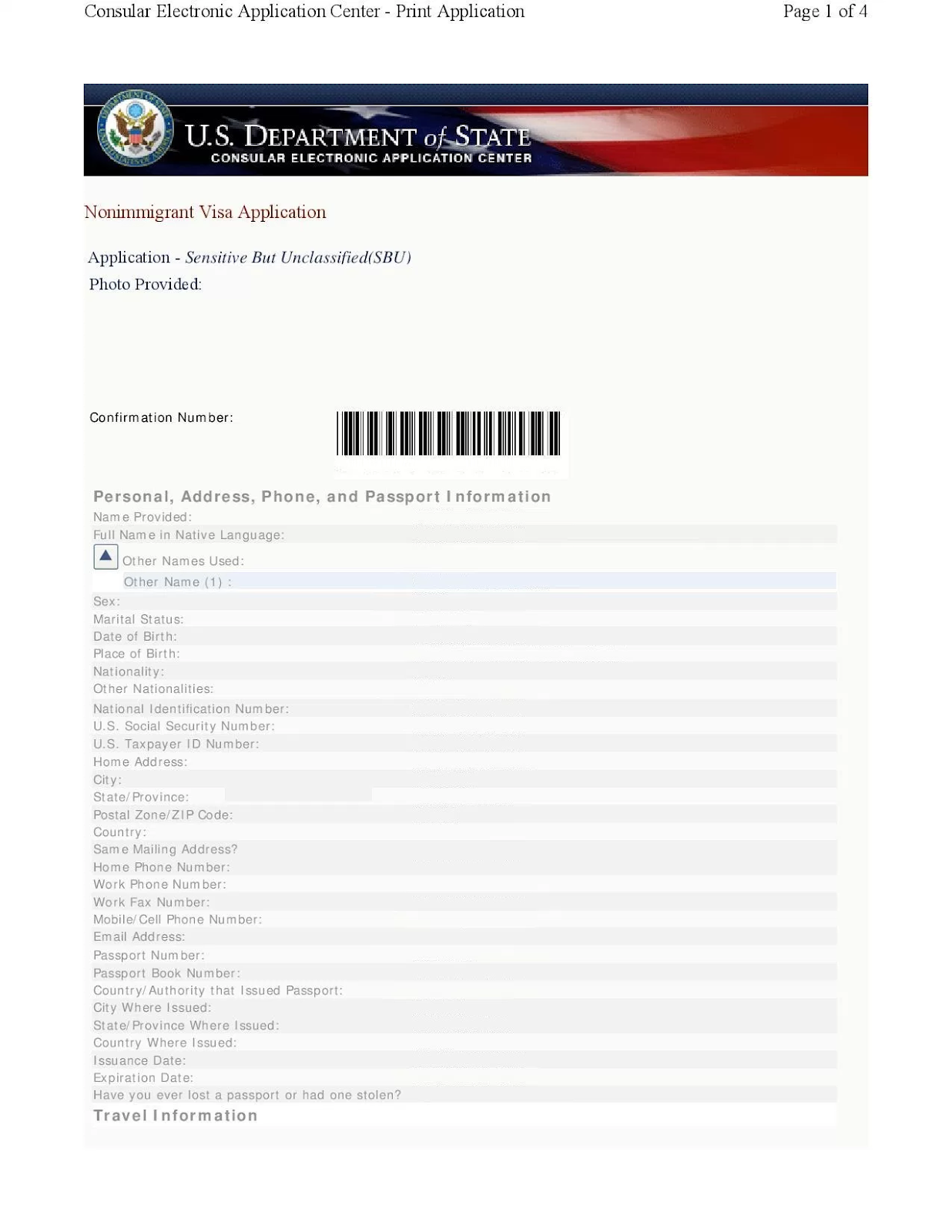 DS-160 form