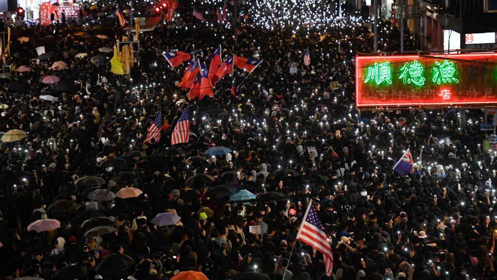 图为世界人权日2019年12月8日香港民众再示威