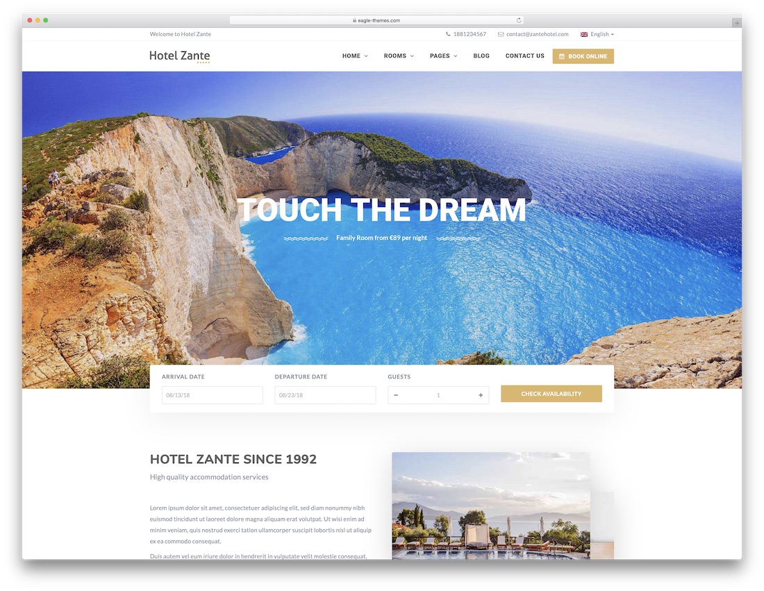 hotel zante mejor hotel tema de wordpress