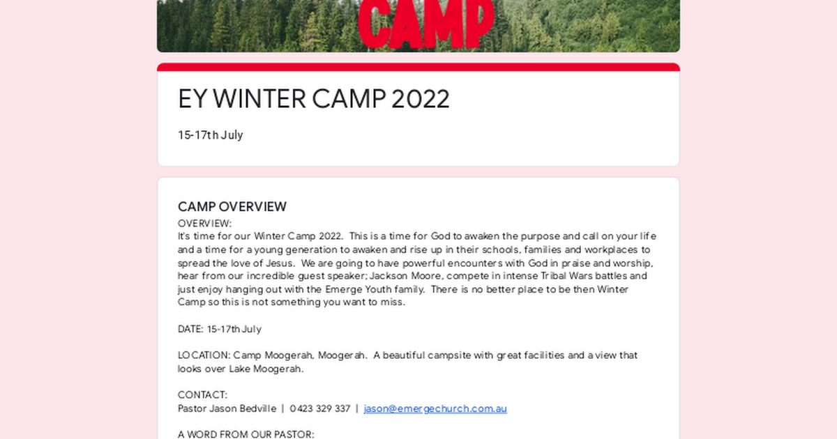 EY WINTER CAMP 2022