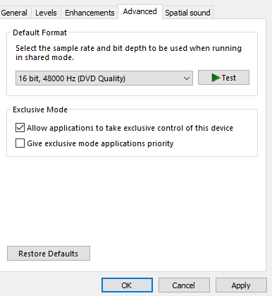 How to fix Exclusive PC Mode - Step 3: Uncheck the Exclusive Mode - Headphonetic.com